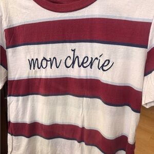 Mon Cheri Striped Kids Shirt - Red and White